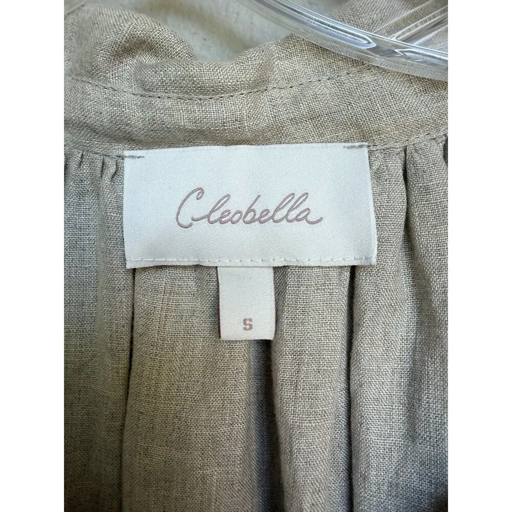 NWOT Cleobella Flax Beige Cotton Blouse Bishop Sleeve - Sz Small - Picture 4 of 6